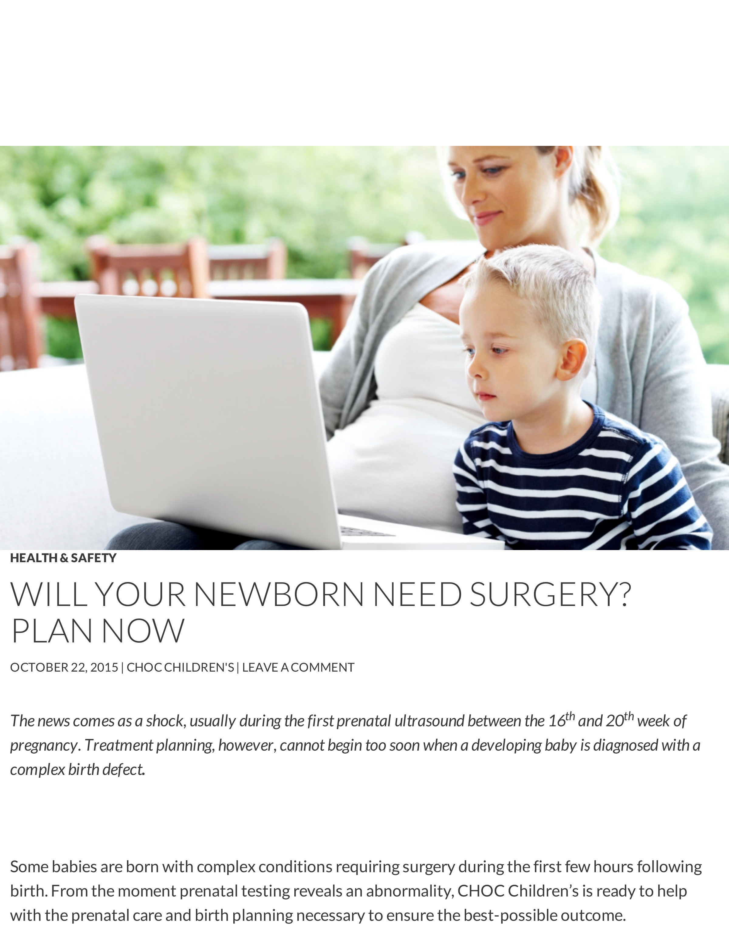 Will Your Newborn Need Surgery? Plan Now - CHOC Children's Blog